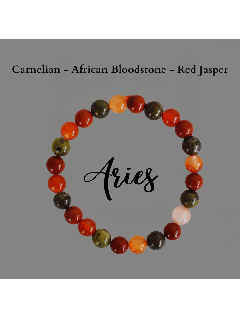 Zodiac Aries Gemstone Bracelet - Carnelian-Bloodstone-Jasper